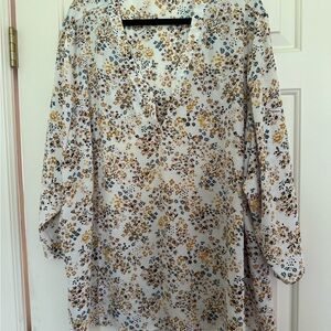 Maurices Floral Blouse - White, Yellow, Blue